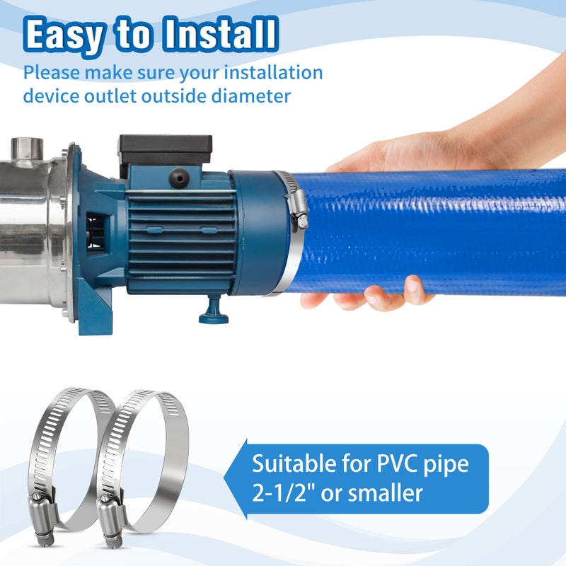 MYFAMIREA 2.5 IN x 30 FT Pool Backwash Hose Heavy Duty Drain Discharge Double PVC Layflat Hose with 2 Clamps, Weatherproof Burst Resistant for Water Transfer, Sump Pump, Pool Filter, Drain (9.2M,Blue) - Image 4